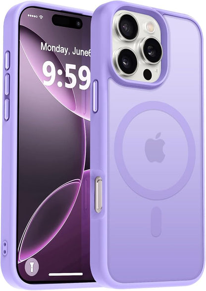 MOCCA Strong Magnetic for iPhone 16 Pro Max Phone Case, [Compatible with Magsafe][16FT Mil-Grade Drop Protection] Slim Translucent Matte Protective Cover Case for iPhone 16 Pro Max Case, Light Purple