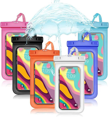 6 pcs Waterproof Phone Pouch Universal Phone Waterproof Case Compatible for iPhone 11 13 12 Max Pro XS Samsung Galaxy s22 s10 Up to 6.9", IPX8 Plastic Cell Phone Dry Bags