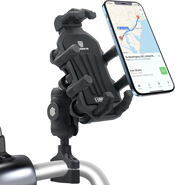 Motorcycle Phone Mount, 2025 Upgrade [Anti-Theft][Ultra-Stable] Bike Holder for Bicycle, Smartphone Handlebar Clamp Compatible with iPhone, Samsung, Other Cell Phone