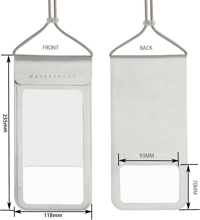 Waterproof Phone Pouch,IPX8 Waterproof Phone Case Bag Holder Dry Pouch for iPhone 13 Pro Max/13 Pro/13/12/12 Pro Max/11/11 Pro Max/Xs Max/XR to 6.9" for Kayaking Swimming Beach(Silver)