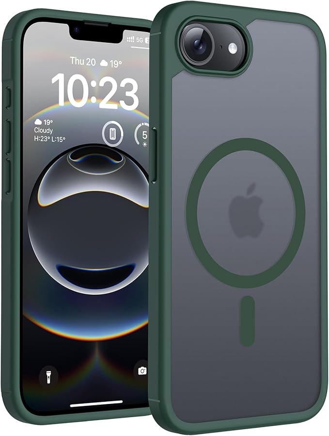 TOCOL Magnetic for iPhone 16e Case, Upgraded Full Camera Protection, Compatible with Magsafe, Drop Protection, Translucent Matte Back Bumper for iPhone 16e 6.1-Inch (Alpine Green)