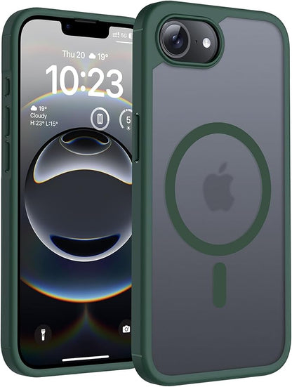 TOCOL Magnetic for iPhone 16e Case, Upgraded Full Camera Protection, Compatible with Magsafe, Drop Protection, Translucent Matte Back Bumper for iPhone 16e 6.1-Inch (Alpine Green)