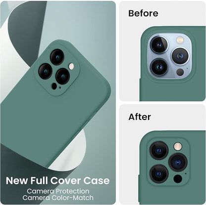 FireNova Designed for iPhone 13 Pro Case, Silicone Upgraded [Camera Protection] Phone Case, Soft Anti-Scratch Microfiber Lining Inside, 6.1 inch, Midnight Green