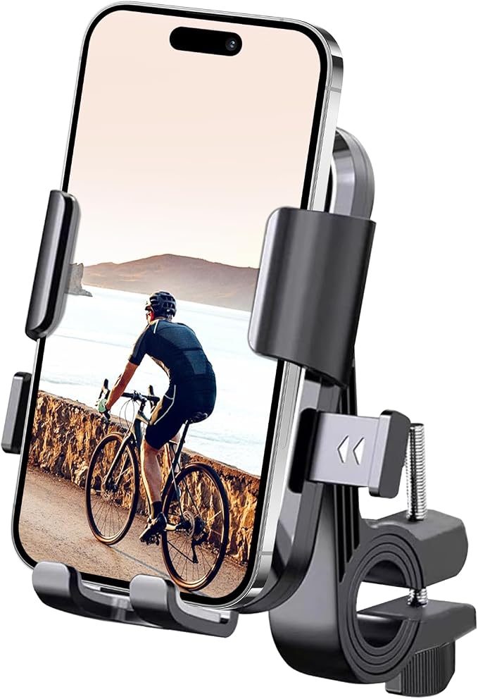 LELEKUAI Bike Phone Mount for Motorcycle & Ebike – Anti-Shake Handlebar Phone Holder, Universal Cell Phone Mount, Easy Install, Fits iPhone & Android