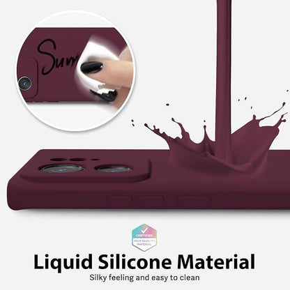 oakxco for Motorola Moto Edge 2023 Phone Case Liquid Silicone, Thin Slim Soft Rubber Gel TPU Plain Protective Simple Cover for Women Girl Cute, Matte Solid Color Aesthetic, Burgundy Wine