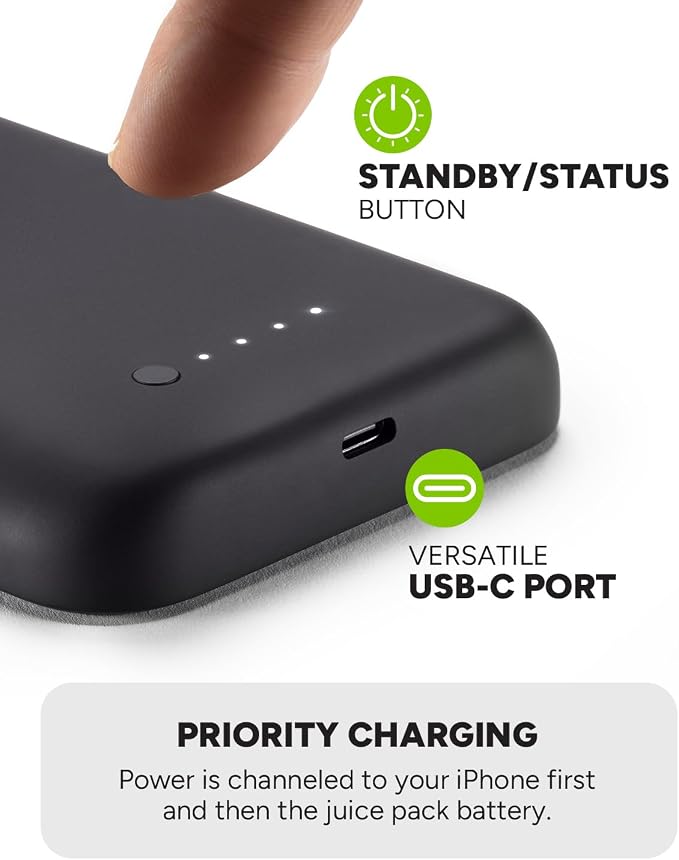 Mophie Juice Pack iPhone 15 Pro Max Battery Case - Legendary Power & Protection - Up to 50% Extra Battery, 6ft Drop Safety, Eco-Friendly Design, Black