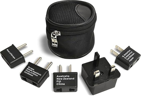 Ceptics International Worldwide Travel Plug Adapter 5 Piece Set, Great for Cell Phones, Battery Chargers, Laptops to Work in Most Countries | International Power Adapter Kit, Worldwide Compatibility, Compact Design, Included Travel Pouch, Works in Most...