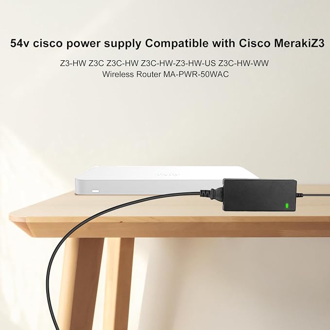 for 54v Cisco Power Supply Compatible with Cisco MerakiZ3: Z3-HW Z3C Z3C-HW Z3C-HW-Z3-HW-US Z3C-HW-WW Wireless Router MA-PWR-50WAC 54V Power Adapter