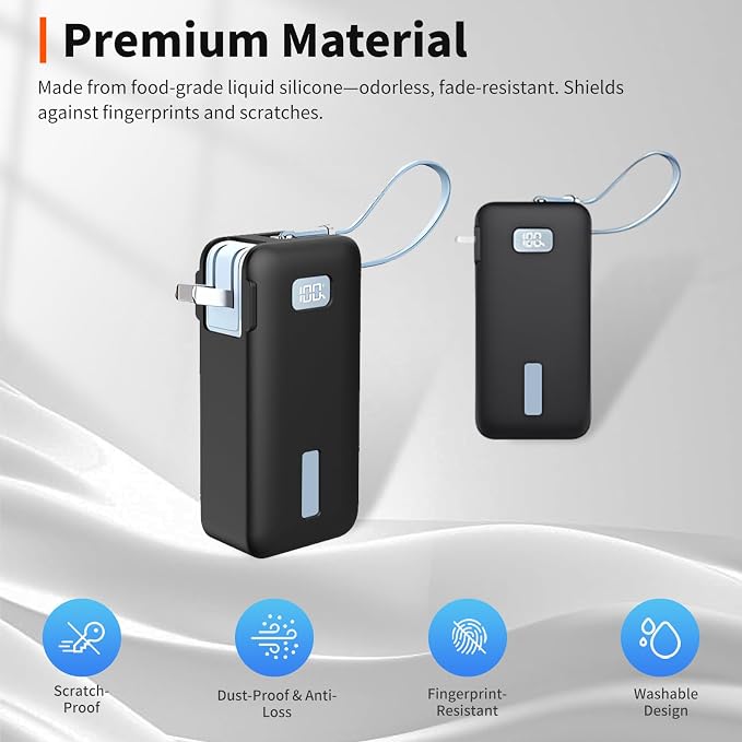 Case for Anker Nano 3-in-1 Portable Charger 10000mAh – Washable Protection Sleeve, Full Access to Charging Ports, Shockproof, Drop-Resistant, with Case-Friendly Charging[Black]