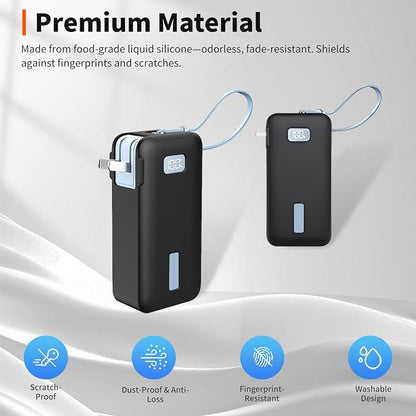 Case for Anker Nano 3-in-1 Portable Charger 10000mAh – Washable Protection Sleeve, Full Access to Charging Ports, Shockproof, Drop-Resistant, with Case-Friendly Charging[Black]