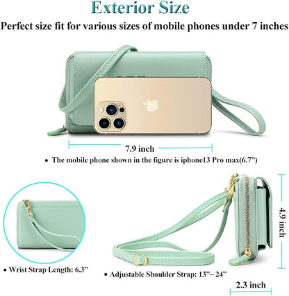 Peacocktion Crossbody Bags for Women RFID Wristlet Wallets Travel Vegan Leather Small Clutch Purses with Phone Pocket Zipper