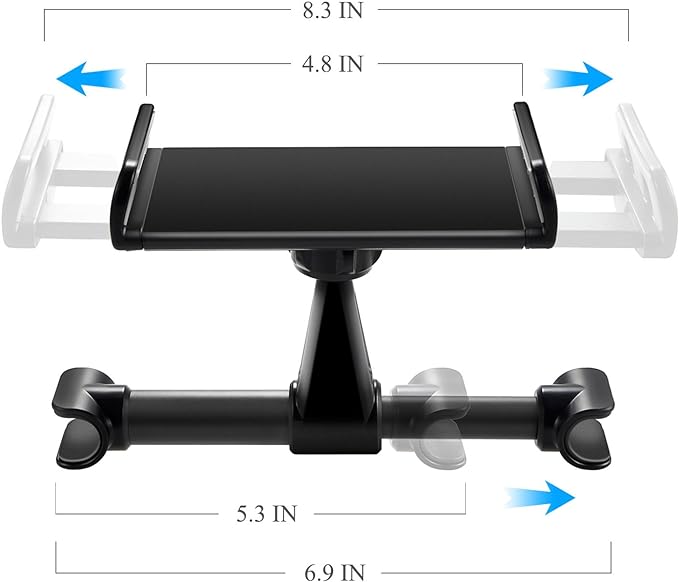FYOUNG Car Headrest Mount Compatible with Switch 2 Model 2025/ Swith OLED/Switch, Adjustable Car Holder Compatible with Switch/iPhone/iPad and Other Devices (4"-11")-Black