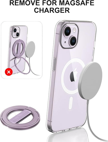 EWA MagOne Ultra for Magsafe Phone Grip Kickstand [Replaceable Elastic Finger Loop], Mag Safe Ring Holder Stand, Two-Sided Magnetic Phone Accessories for iPhone 17,16,15,14,13,12 Pro/Max/Plus-Purple