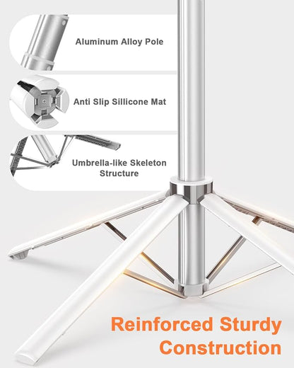 71” Auto Face Tracking Tripod for iPhone with Light,360° Rotating Phone Stand with Rechargeable Remote Control for TikTok Vlog, Phone Tripod for Android Camera/GoPro/Ring Light (White)