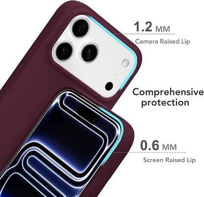 for iPhone 17 Pro Case Silicone Compatible with Magsafe Case, Ultra Slim Thin Magnetic Phone Cases Mag Safe, Cute Soft Rubber Gel Matte Plain Wireless Charging Cover for Women, Burgundy Maroon