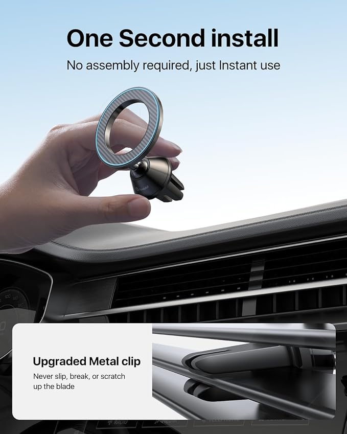 andobil for Magsafe Car Mount [Strongest Magnet, Easy Install] All Metal Magnetic Car Phone Holder for iPhone 17/16/15/14/13 Pro Max, 360° Air Vent Cell Phone Holder Car for Samsung Galaxy S26/S25/S24