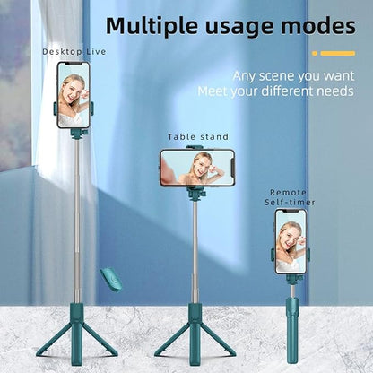 Tianle Selfie Stick, 40 Inch Phone Tripod Extendable Cell Phone Tripod Stand with Wireless Remote and Phone Holder Compatible with iPhone Android Phone for Selfie, Video Recording, Photo