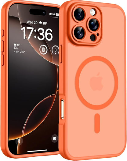 TOCOL for Phone 16 Pro Case, Compatible with Magsafe Charger, Full Camera Protection, Drop Protection, Translucent Matte Phone Case for iPhone 16 Pro 6.3 inch (Orange)