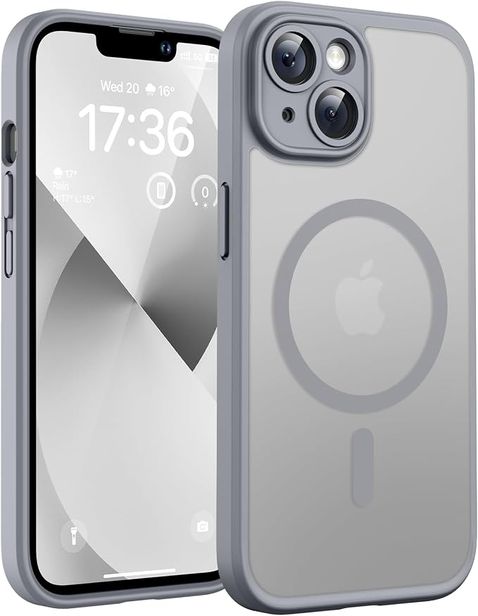 TOCOL for Phone 13 Case, Compatible with Magsafe Charger, Full Camera Protection, Drop Protection, Translucent Matte Phone Case for iPhone 13 6.1 inch (Gray)