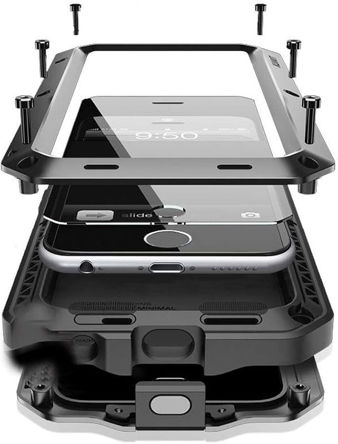 Marrkey for iPhone 14 Case, 360 Full Body Protective Cover Heavy Duty Shockproof Tough Armour Aluminum Metal Case with Silicone Built-in Screen Protector for Apple iPhone 14 6.1 Inch - Black