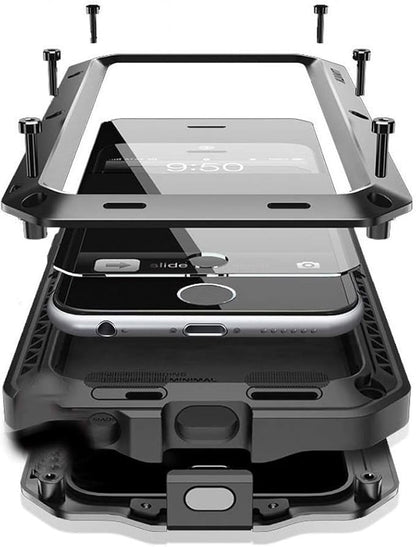 Marrkey for iPhone 14 Case, 360 Full Body Protective Cover Heavy Duty Shockproof Tough Armour Aluminum Metal Case with Silicone Built-in Screen Protector for Apple iPhone 14 6.1 Inch - Black