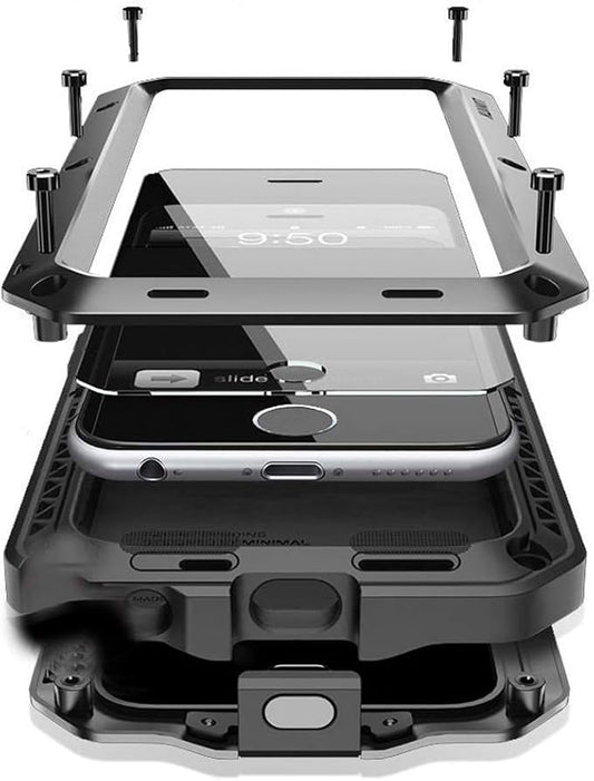 Marrkey for iPhone 14 Case, 360 Full Body Protective Cover Heavy Duty Shockproof Tough Armour Aluminum Metal Case with Silicone Built-in Screen Protector for Apple iPhone 14 6.1 Inch - Black