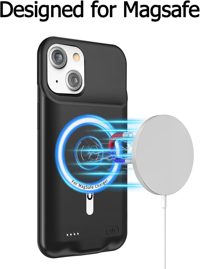 Battery Case for iPhone 14, Upgraded 10000mAh Portable Protective Charging Case with Wireless Charging Compatible with iPhone 14 (6.1 inch) Rechargeable Battery Pack Charger Case with Carplay (Black)