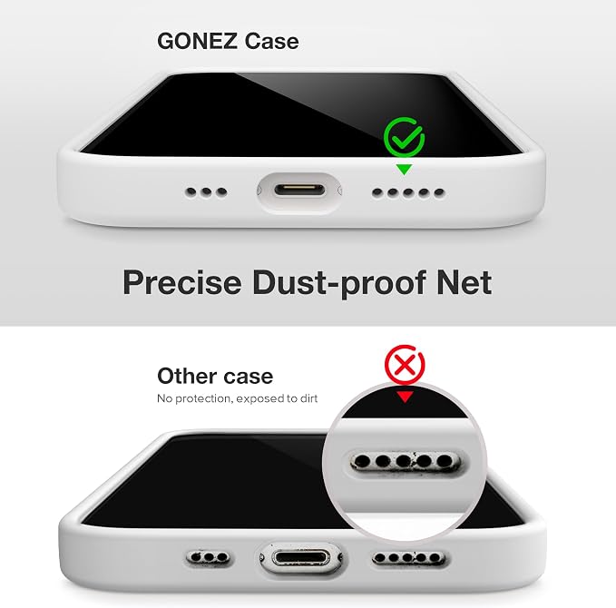 GONEZ Magnetic for iPhone 14 Case, Compatible with Magsafe, with Screen Protector + Camera Protector, Anti-Scratch Microfiber Lining, Liquid Silicone Shockproof Protective Phone Case, White