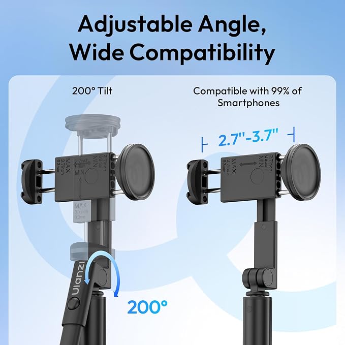 ULANZI Phone Tripod, SK26 40" Portable Selfie Stick for iPhone, 2 in 1 Adjustable Tripod with Bluetooth Remote Cold Shoe Mount, Portable Phone Stand Lightweight for Travel Photo Video Stream Vlog