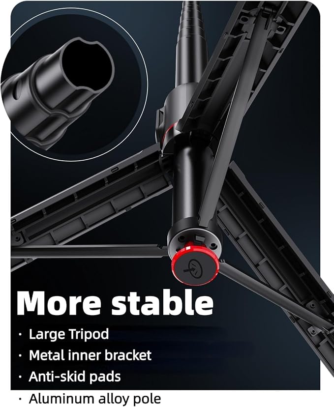 70" Automatic Pop-up Magnetic Selfie Stick, Auto-Open Tripod Stand with Remote, Compatible with Android 5.0 & iOS 5.1, 360° Rotatable, One-piece Design Portable Travel Tripod for Vlog/Video Recording