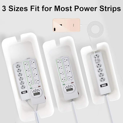 DUNCHATY Cable Management Box 3 Pack - Cord Organizer Box for Desk TV Computer - Large Medium Small Power Strip Cover & Wire Hider - Child & Pet Safe ABS Cord Box with Cable Ties - White