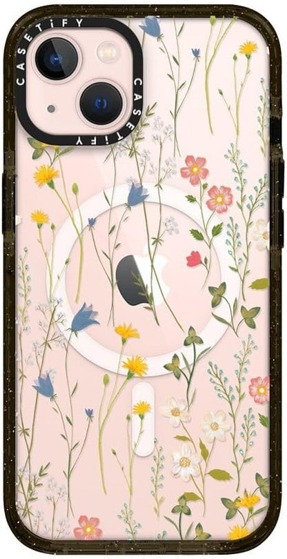 CASETiFY Impact iPhone 13 Case [ 6.6ft Drop Protection/Compatible with Magsafe ] Dreamy Floral Pattern - Clear Black
