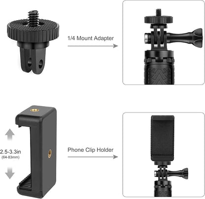 GEPULY Mini Hand Grip Selfie Stick Tripod Stand for GoPro Hero 13 12 11 10 9 8 7 6 5 4 3,Session, Fusion, Max,Insta360, DJI, Akaso, Phone-Use it as a Selfie Stick Monopod, Handle, Travel Tripod
