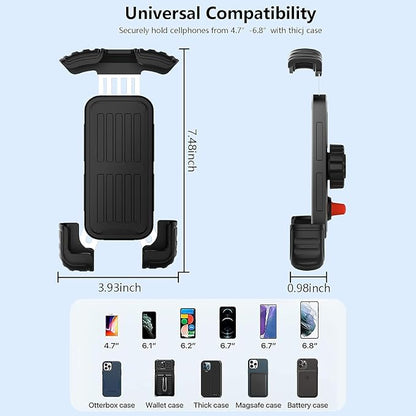 2 Packs Bike Motorcycle Phone Mount,[Ultra Metal] Bike Motorcycle Phone Holder with Security Lock, Bicycle Phone Mount with Soft Cushion & Adjustable Clip Compatible with 4.7''-6.8'' Phone