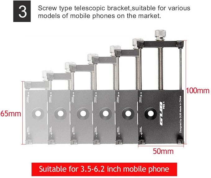 GUB PRO1 Universal Alloy Bike Cell Phone Holder Aluminum Bicycle Handlebar Phone Support for 3.5-6.2inch Bike Bracket Mount