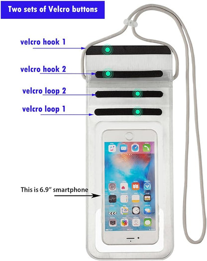 Waterproof Phone Pouch,IPX8 Waterproof Phone Case Bag Holder Dry Pouch for iPhone 13 Pro Max/13 Pro/13/12/12 Pro Max/11/11 Pro Max/Xs Max/XR to 6.9" for Kayaking Swimming Beach(Silver)
