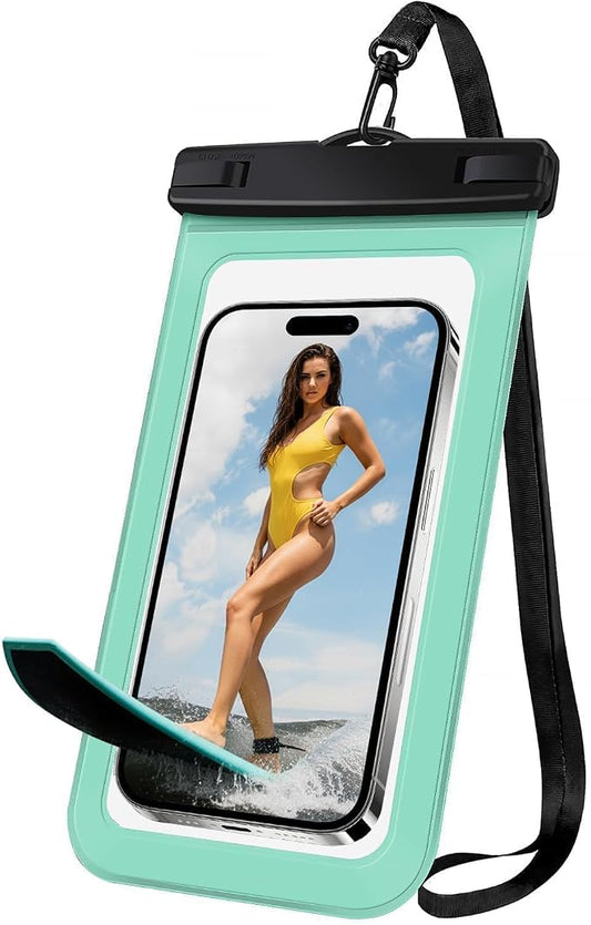 Waterproof Phone Case, 6.8" Universal Dry Bag for iPhone 15/14/13/12 Pro Max, IPX8 Waterproof Pouch, Cruise Ship & Beach Essentials, Green