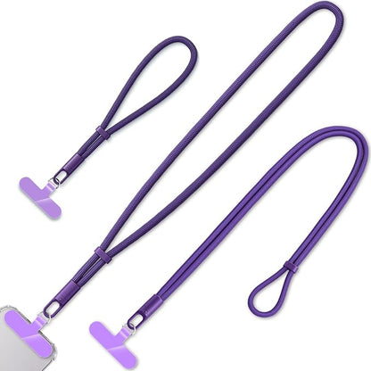 KITANIS 3 Pack Phone Lanyard,1×Phone crossbody strap,1×Phone Neck Strap,1×Wrist Strap,3×Tether Tabs,Universal Cell Phone Multifuctional Patch Polyester Lanyards(Purple)