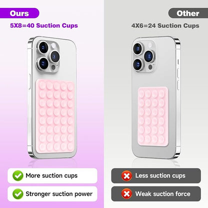 QxbBox Silicone Suction Cup Phone Case Mount, Hands-Free Strong Grip Holder for Selfies and Videos, Silicon Adhesive Phone Stand Sticky with Higher Suction Power for Cell Phone Sky Blue