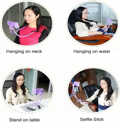 Chapter Seven Universal Smart Mobile Phone Stand,Hanging on Neck Cell Phone Mount Holder, Flexible Lazy Bracket DIY Free Rotating for Multiple Functions (Black) (Blue)