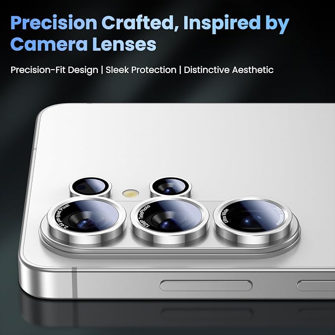 Uyiton for Samsung Galaxy S26 Ultra Camera Lens Protector - [Case-Friendly][Not Easy to Break][Ultra-Thin] Military-Grade Tempered Glass with Aluminum Metal Rear Camera Screen Cover - White