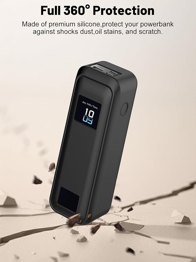 Silicone Protective Case Compatible with Anker Prime Power Bank 20,100mAh 3-Port Portable Charger, Full-Body Protective Cover with Precise Cutouts, Shockproof & Scratch-Resistant Sleeve (Black)