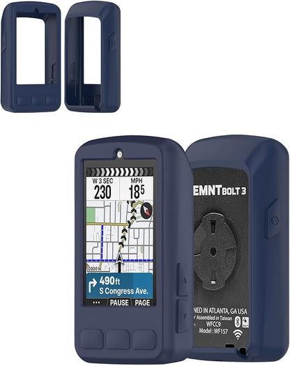 Silicone Protective Case for Wahoo ELEMNT Bolt V3 Cycling Computer, Full-Body Protective Cover with Precise Cutout, Shockproof Dustproof Protector Sleeve & Scratch-Resistant Sleeve (Blue)