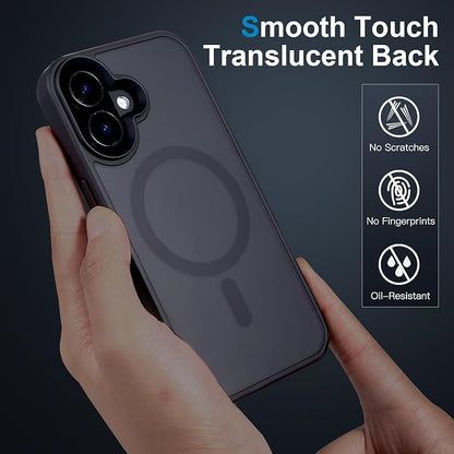 Strong Magnetic for iPhone 16 Plus case [10Ft Military-Grade Protection] Compatible with fit MagSafe Shockproof Slim Thin Cover 6.7 inch 16 Plus Phone case, Black