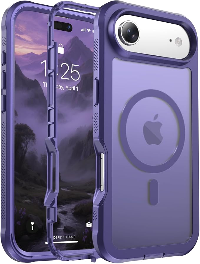 jaroco Magnetic for iPhone Air Case, [Compatible with MagSafe][Military Grade Drop Protection][Heavy Duty Protection][Non-Slip][Shockproof] 2-Layer Durable Bumper Phone Case 6.5''-Dark Purple
