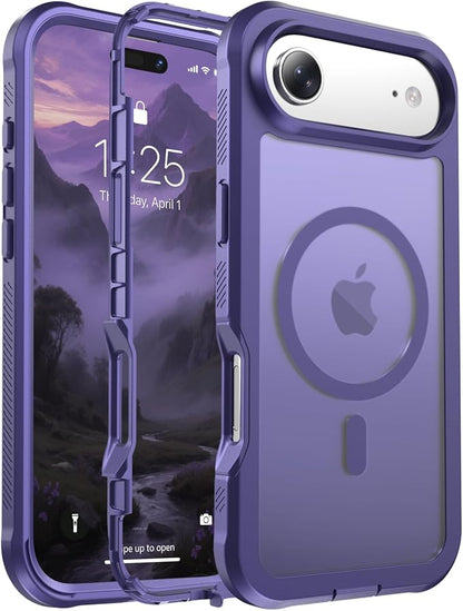 jaroco Magnetic for iPhone Air Case, [Compatible with MagSafe][Military Grade Drop Protection][Heavy Duty Protection][Non-Slip][Shockproof] 2-Layer Durable Bumper Phone Case 6.5''-Dark Purple