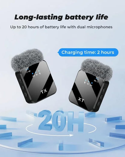 3 in 1 Mini Wireless Lavalier Microphone for iPhone/Android/Camera,328ft Transmission, 18H Battery Life, Noise Reduction Lapel Mic for Record Interview, Vlogs, YouTube, Tiktok