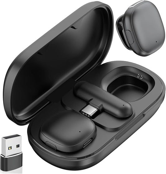 Mini Wireless USB Microphone for PC Laptop Computer iPhone 17/16/15 Android - Ai Noise Canceling Lavalier Lapel Microphones USB C Clip on Mic with 35H Charging Case for Podcast Youtube Streaming