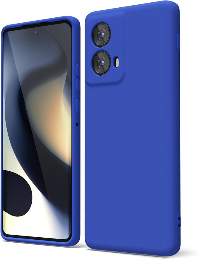 oakxco for Motorola Moto Edge 2024 Phone Case Liquid Silicone, Thin Slim Soft Rubber Gel TPU Plain Protective Simple Cover for Women Girl Cute, Matte Solid Color Aesthetic, Royal Blue