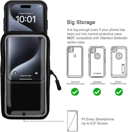 JEMACHE Running Armband for iPhone 17 16 15 14 13 Pro Max/Plus, Samsung Galaxy S26 S25 S24 Ultra/Plus, G Buckle Workouts Phone Arm Band Bag (Black, S)
